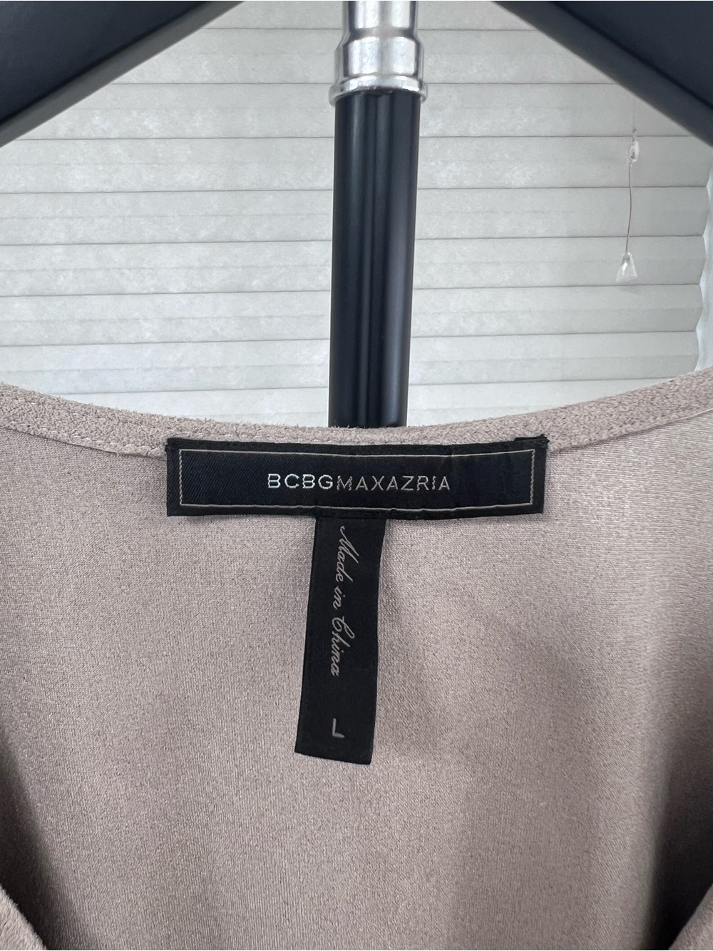 BCBGMaxAzria Taupe Suede-Look Shift Dress Belted Long Sleeve - Picture 2 of 7